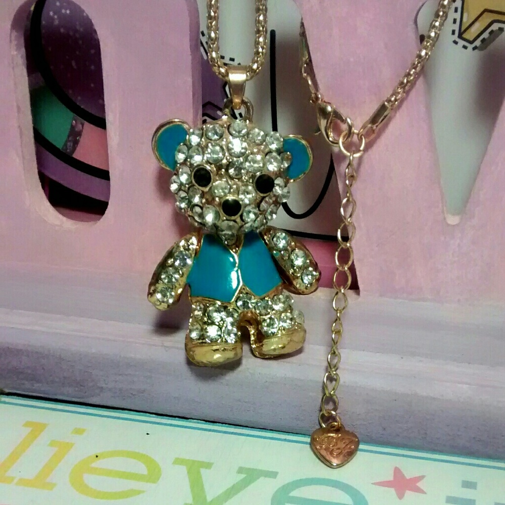 Betsey Johnson blue bear necklace
